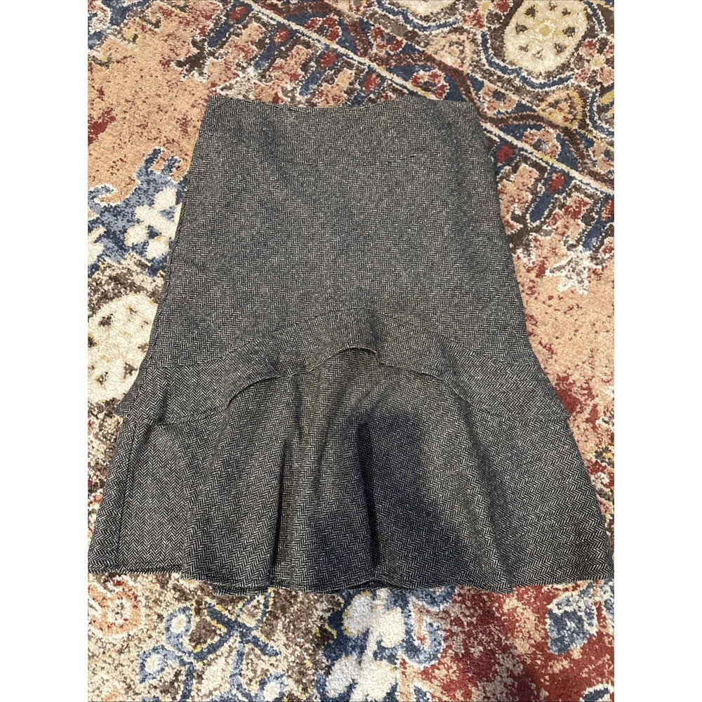 Gap Y2K Skirt Grey Herringbone Wool Blend Ruffle Flounce Preppy Sz 4‎